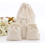 10pcs pochettes sachets en lin chanvre avec cordon, sac de toile de jute pour bijoux cadeau mariage, ...