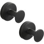 Lot de 2 rond crochet patre en acier inoxydable couleur noire, crochet peignoir finition peinte en noir ...