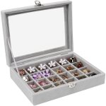 Ahlsen 24 compartiments bo�te de rangement avec clair couvercle, plateau de presentoir bijoux pour bague, ...