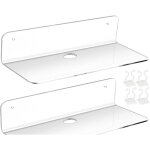 Ahlsen - 2pcs Étagère murale flottante en acrylique, etagere murale blanche lot de 2, etagere sans percer ... Ahlsen - 2pcs Étagère murale flottante en acrylique, etagere murale blanche lot de 2, etagere sans percer ...