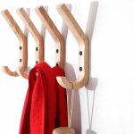 Ahlsen - 4 pices crochets muraux en bois de caoutchouc  manteau patres portemanteaux  deux crochets, ...