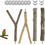 Ahlsen 4 pices perchoir pour oiseaux, perchoirs pour cage  oiseaux, jouets oiseaux en bois, jouets ...