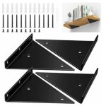 Ahlsen - lot de 4 supports de fixation murale en fer robuste avec vis, querre d'tagre murale angle ...