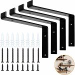 Ahlsen - 4pcs support etagere murale avec lvre, 250 mm tagre murale industrielle etagere metal noir ...