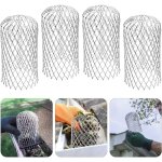 Ahlsen - 4x filtres de gouttire en acier inoxydable 8x17 cm, crapaudines pour gouttire, grille protection ...