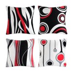 Housse de coussin irrgulire gomtrique moderne abstrait rouge noir gris blanc  pois taie d'oreiller ...