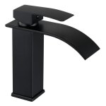 Ahlsen - moderne robinet lavabo design elgant, robinetterie cascade noir - mitigeur monotrou sur plage ...