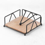 Porte serviette de table noir en bois avec base en bois et bras lest, porte serviette de table papier ...