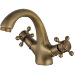 Ahlsen - robinet de salle de bain en laiton vieilli rtro, mitigeur de lavabo  deux poignes, mitigeur ...