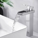 Ahlsen - robinet salle bain mitigeur lavabo cascade chrom en laiton carr vasque  poser mono levier ...