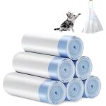 Sacs  litire pour chat avec cordons de serrage : 6 rouleaux / 90 sacs poubelle autonettoyants avec ...