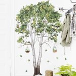 Ahlsen sticker autocollant mural amovible arbre, diy art dcor murale dcoration verte pour salon chambre ...