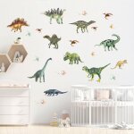 Ahlsen - stickers muraux dinosaures colors grands autocollants muraux dinosaures peel and stick empreinte ...