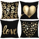 Ahlsen taie d'oreiller dor doux estampage  chaud coeur amour baiser housse de coussin pour lit canap ...