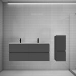 Aica ensemble meuble double vasque l. 120cm anthracite 2 tiroirs + colonne + lavabo