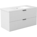 Aica ensemble de meubles de salle de bain 100 cm blanc avec 2 tiroirs + vasque c�ramique