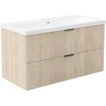 Aica ensemble de meubles de salle de bain 100 cm ch�ne - avec 2 tiroirs + vasque