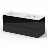 Aica ensemble de meubles de salle de bain 120cm avec double vasque , brillance, noir