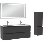 Aica ensemble meuble salle de bain 120cm double vasque avec colonne et miroir 3 couleurs anthracite