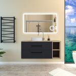 Aica ensemble meuble de salle de bain avec vasque + 2 rangements ouverts, 120x46x52cm, miroir bluetooth ...