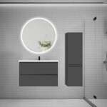 Aica sanitaire - aica ensemble meuble vasque l. 79cm 2 tiroirs + lavabo + led miroir rond 90cm + colonne ... Aica sanitaire - aica ensemble meuble vasque l. 79cm 2 tiroirs + lavabo + led miroir rond 90cm + colonne ...