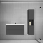 Aica ensemble meuble vasque l. 99cm anthracite 2 tiroirs + lavabo + colonne