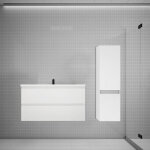 Aica ensemble meuble vasque l. 99cm blanc 2 tiroirs + lavabo + colonne easy