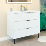 Aica meuble de salle de bain 100cm avec 3 tiroirs + 2 pieds, meuble simple vasque, blanc