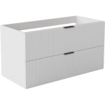 Aica meuble de salle de bain suspendu 100 cm blanc + 2 tiroirs, avec poign�es - sans compter vasque