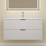 Aica meuble de salle de bain suspendu 100 cm blanc avec 2 tiroirs + vasque c�ramique