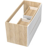 Aica meuble de salle de bain suspendu 100 cm brillant + 2 tiroirs, blanc et ch�ne - sans compter vasque ...