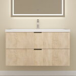 Aica meuble de salle de bain suspendu 100 cm ch�ne - avec 2 tiroirs + vasque