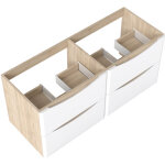 Aica meuble de salle de bain suspendu 120 cm brillant + 4 tiroirs, blanc et ch�ne - sans compter vasque ...