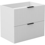 Aica meuble de salle de bain suspendu 60 cm blanc + 2 tiroirs, avec poign�es - sans compter vasque