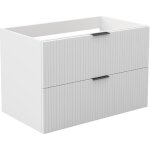 Aica meuble de salle de bain suspendu 80 cm blanc + 2 tiroirs, avec poign�es - sans compter vasque
