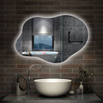 Aica miroir lumineux de salle de bain en forme de nuage 100�66cm, r�tro - �clairage, design asym�trique, ...