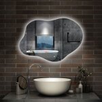 Aica miroir lumineux de salle de bain en forme de nuage 80�55cm, r�tro - �clairage, design asym�trique, ...