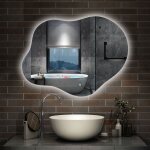 Aica miroir lumineux de salle de bain en forme de nuage 90�68cm, r�tro - �clairage, design asym�trique, ...