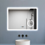 Aica miroir de salle de bain anti - bu�e avec horloge, blanc froid chaud neutre tactile mural miroir ...