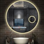 Aica sanitaire - aica miroir de salle de bain tactile tricolore led avec horloge anti - bue et loupe ...