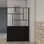 Aica paroi de douche style atelier 90x200cm, avec une barre de fixation 90cm, en 8mm verre anticalcaire, ...