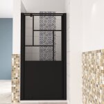 Aica porte de douche noir 100x200cm, 5mm verre securit, paroi pivotante, style atelier, robustesse et ... Aica porte de douche noir 100x200cm, 5mm verre securit, paroi pivotante, style atelier, robustesse et ...