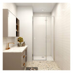 Aica porte de douche pivotante 90x195cm en 6mm verre de sécurité anticalcaire avec barre de fixation Aica porte de douche pivotante 90x195cm en 6mm verre de sécurité anticalcaire avec barre de fixation