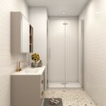 Aica porte de douche pliante 130x195cm en verre anticalcaire installation en niche