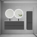 Aica sanitaire - aica ensemble meuble double vasque l. 120cm 4 tiroirs + lavabo + 2led miroirs rond 60cm ...