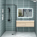 Aica sanitaire - aica ensemble meuble double vasque l. 120cm chêne 2 portes + lavabo + led miroir moderne ... Aica sanitaire - aica ensemble meuble double vasque l. 120cm chêne 2 portes + lavabo + led miroir moderne ...