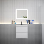 Aica ensemble meuble vasque l. 50cm blanc 2 tiroirs + led miroir + lavabo