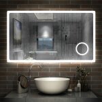 Aica sanitaire - miroir lumineux loupe + bluetooth + tricolore + anti - bue 80x60cm salle de bain dimmable ...