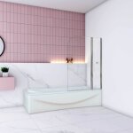 Aica sanitaire - pare - baignoire 100x140cm pivotant � 180�, �cran paroi de baignoire en verre 5mm tremp� ...