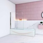 Aica sanitaire - pare baignoire avec une bonde dépoli central 120x140cm - verre en 6mm Aica sanitaire - pare baignoire avec une bonde dépoli central 120x140cm - verre en 6mm